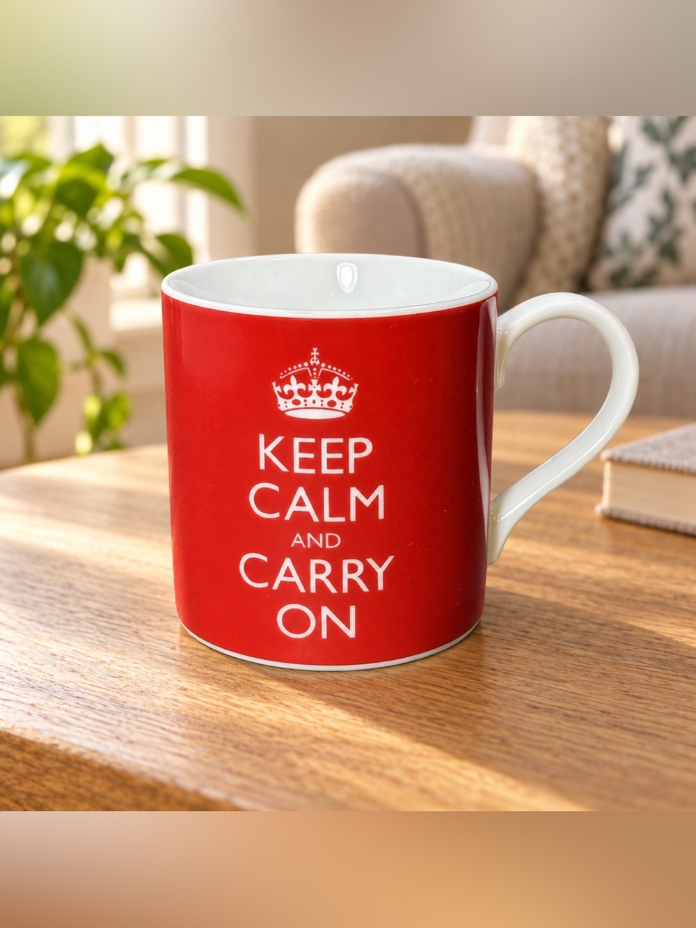 Keep Calm Red Ceramic Mug with White Interior